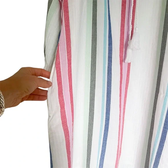 TOMMY BAHAMA Multi Stripe Dobby Tunic Swim Coverup Size Medium - Picture 9 of 13